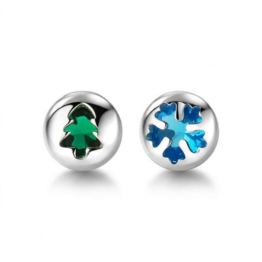 Aretes Copo de Nieve y Árbol de Navidad