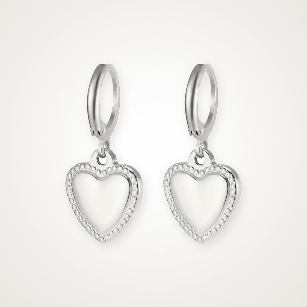 Aretes Corazón acolchado plateados