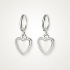 Aretes Corazón acolchado plateados