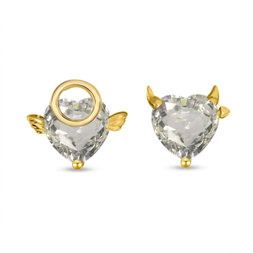 Aretes Corazón Asimétricos con Zirconias