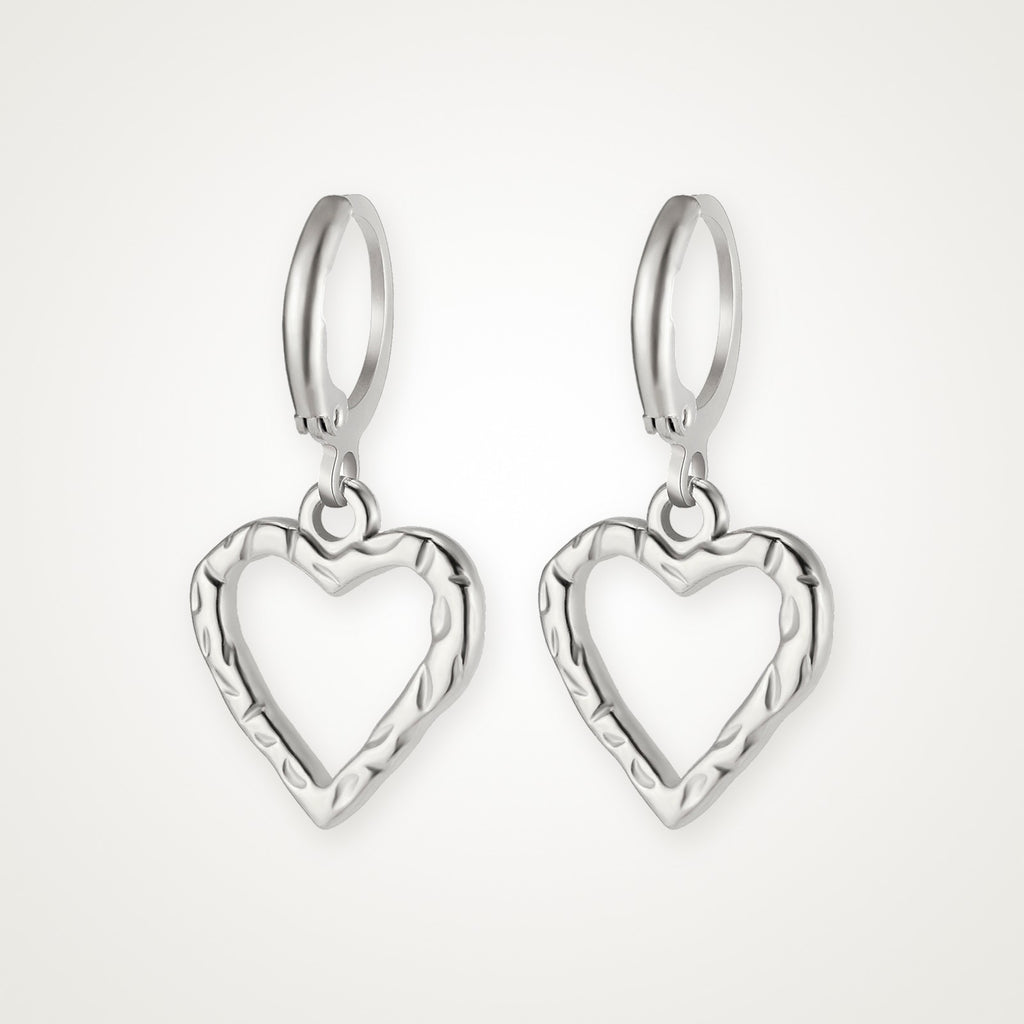 Aretes Corazón calado plateados