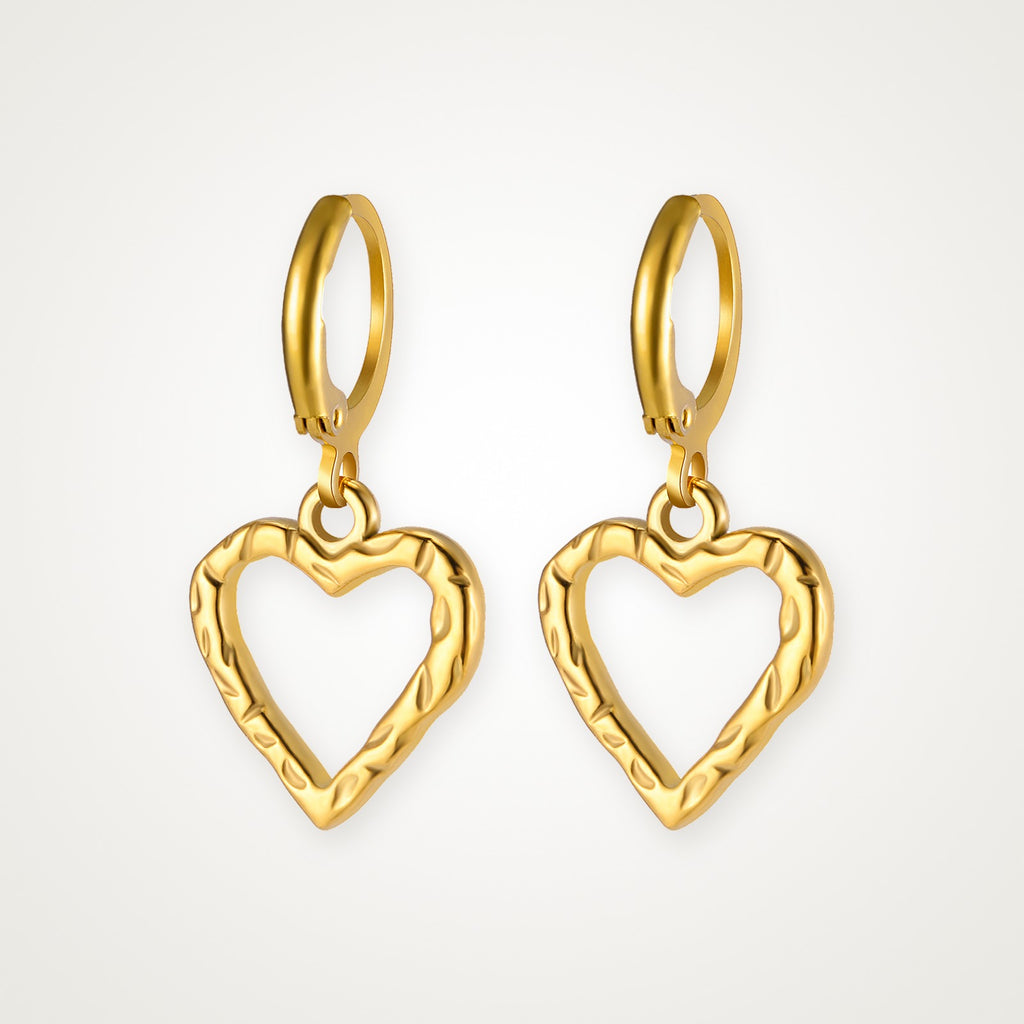 Aretes Corazón calado dorados