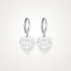 Aretes Corazón con ojo plateados