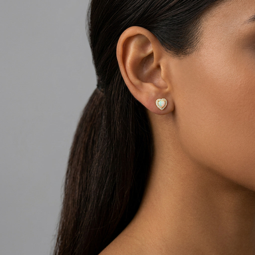 Aretes Corazón con Ópalo