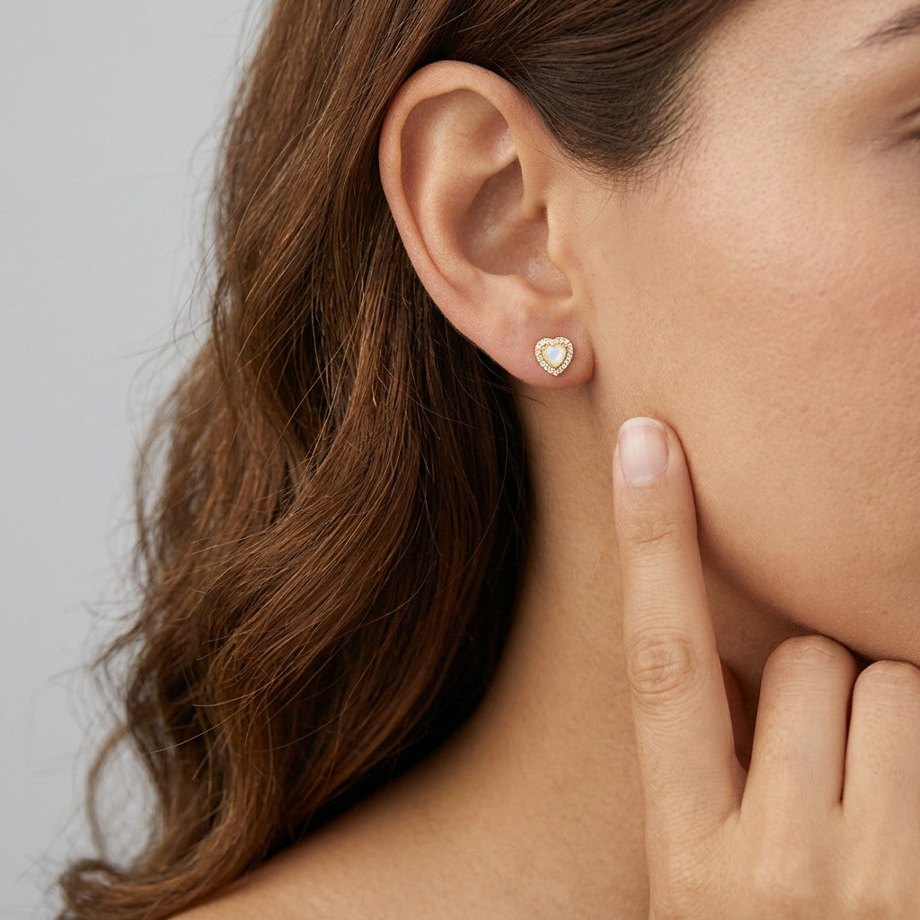 Aretes Corazón con Ópalo