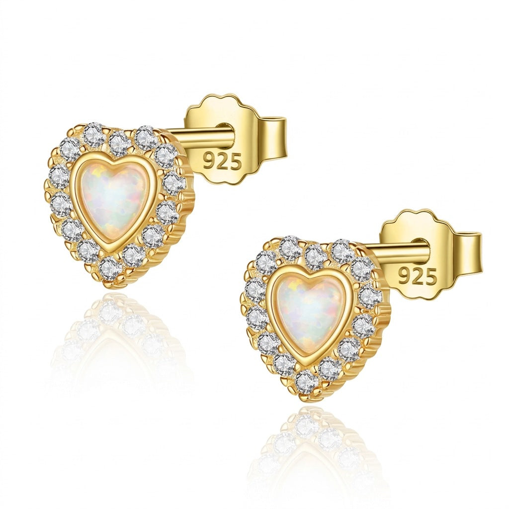 Aretes Corazón con Ópalo