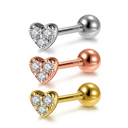Aretes Corazón con Zirconia de Rosca