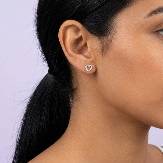 Aretes Corazón con Zirconias y Rosca