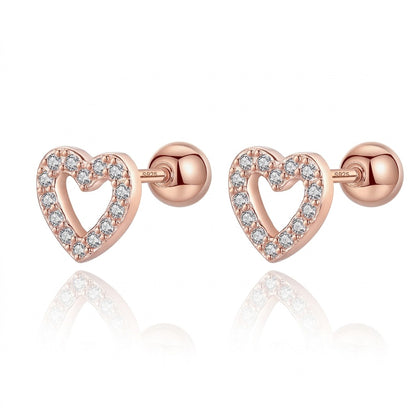 Aretes Corazón con Zirconias y Rosca