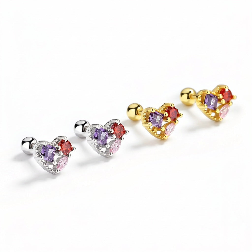 Aretes Corazón de Color