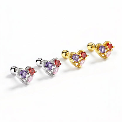 Aretes Corazón de Color