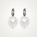 Aretes Corazón de sol plateados