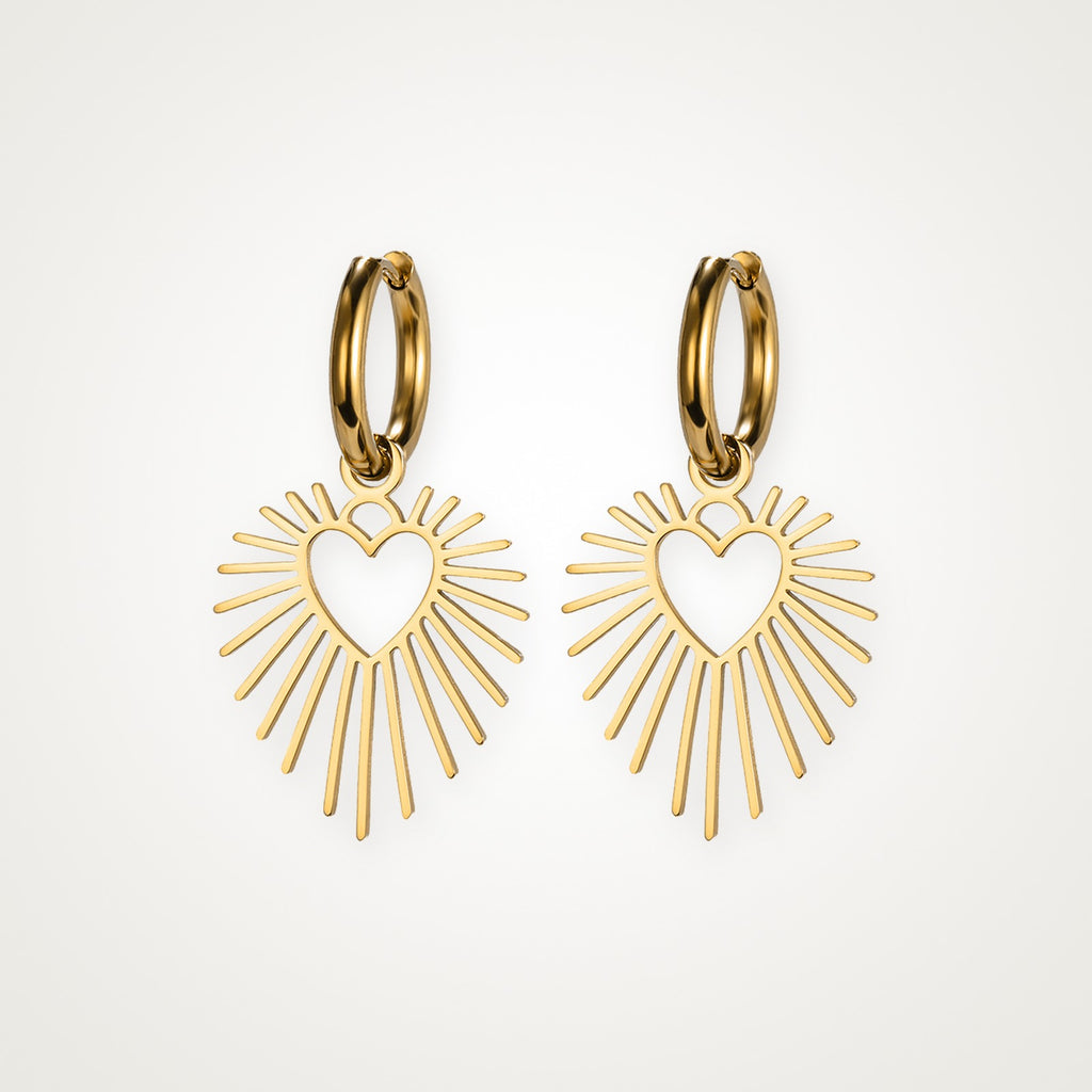 Aretes Corazón de sol dorados