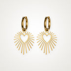 Aretes Corazón de sol dorados