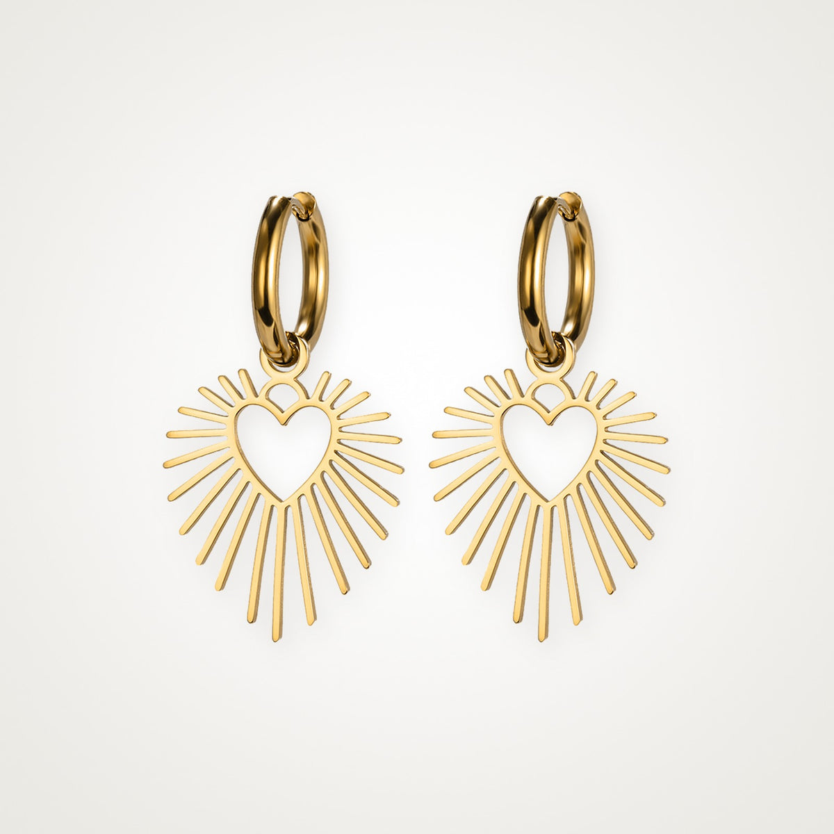 Aretes Corazón de sol dorados