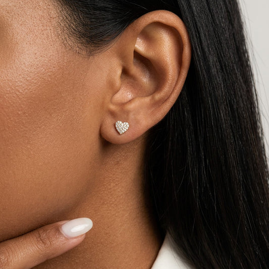 Aretes Corazón de Zirconia Plateados
