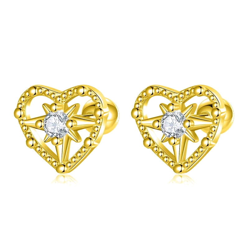 Aretes Corazón Destellante de Zirconia