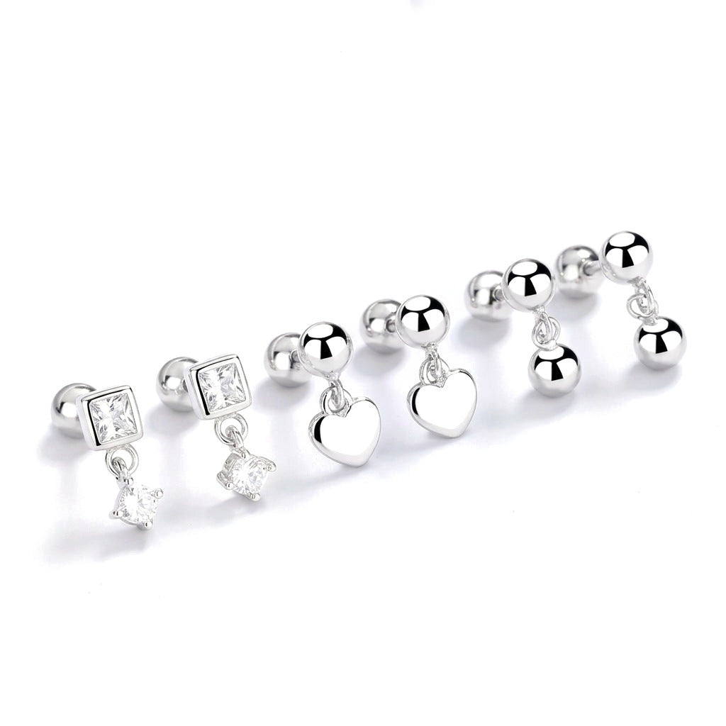 Aretes Corazón, Esfera o Cuadrado