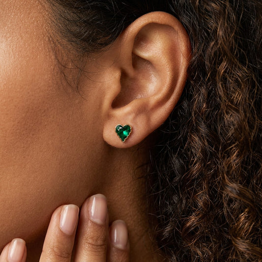 Aretes Corazón Esmaltado con Rosca