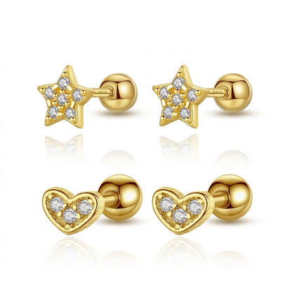 Aretes Corazón o Estrella con Zirconia