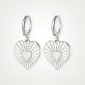 Aretes Corazón radiante plateados