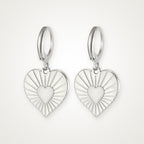Aretes Corazón radiante plateados
