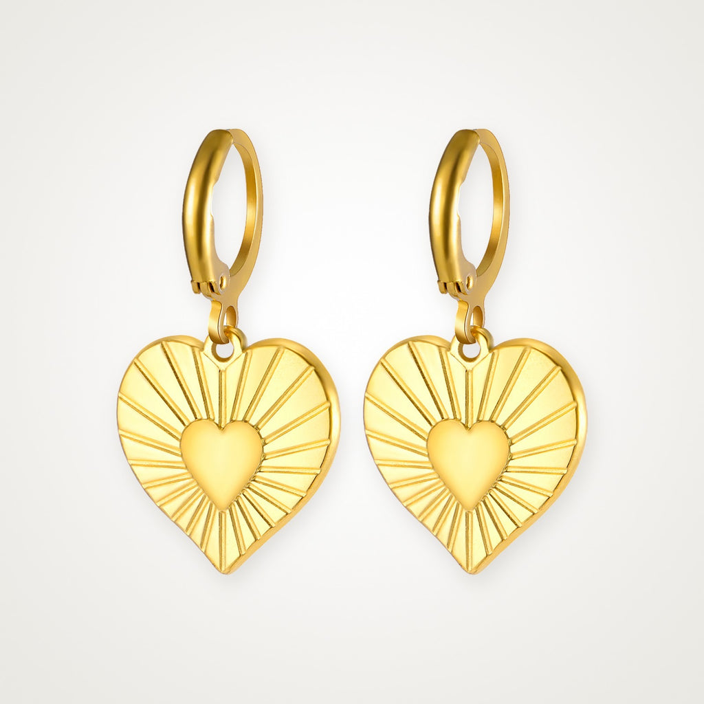 Aretes Corazón radiante dorados