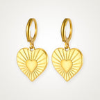 Aretes Corazón radiante dorados