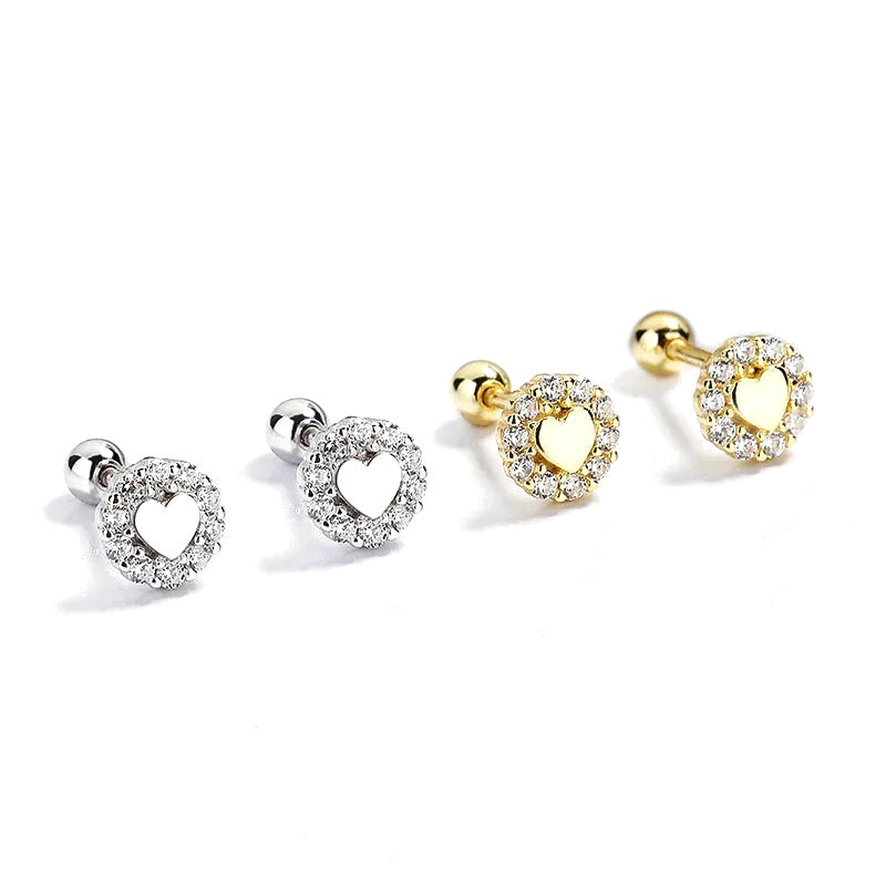 Aretes Corazón Romántico con Cierre de Rosca