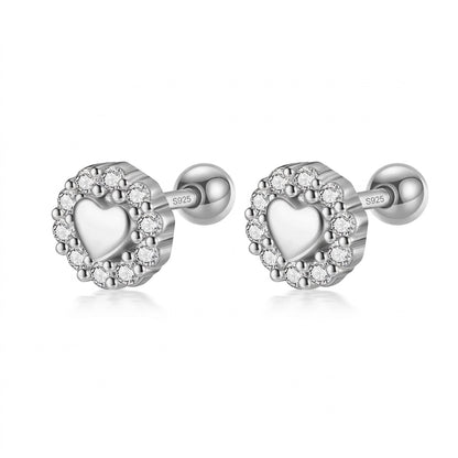 Aretes Corazón Romántico con Cierre de Rosca