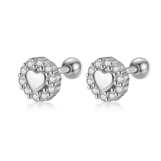 Aretes Corazón Romántico con Cierre de Rosca