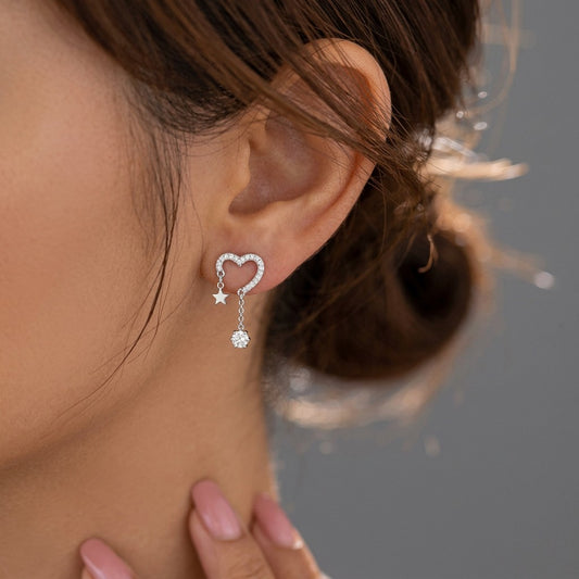 Aretes Corazón y Estrella con Zirconias
