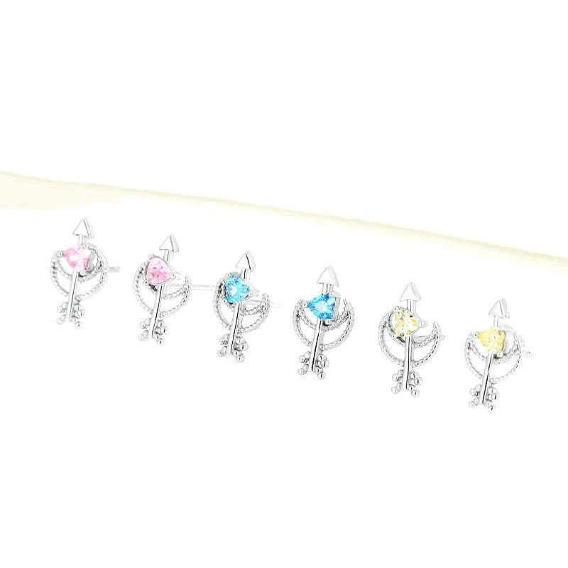 Aretes Corazón y Luna con Zirconia