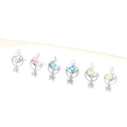 Aretes Corazón y Luna con Zirconia