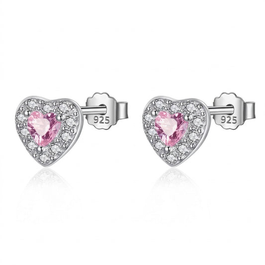 Aretes Corazoncito Rosa con Zirconia