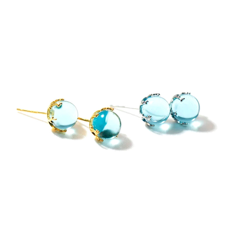 Aretes Cristal Azul Redondo