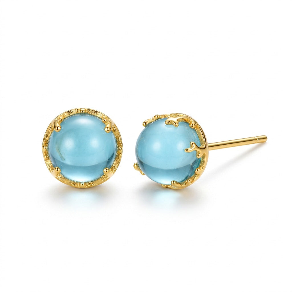 Aretes Cristal Azul Redondo