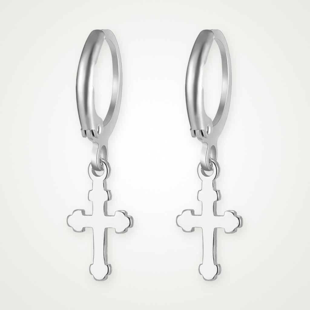 Aretes Cruz plateados