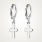 Aretes Cruz plateados