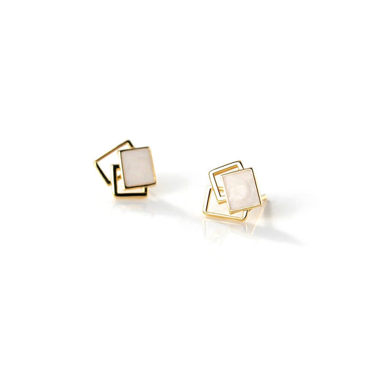 Aretes Cuadrado Calado Esmaltado