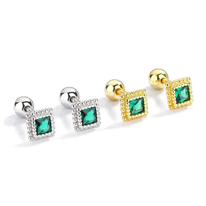 Aretes Cuadrado con Zirconia Verde