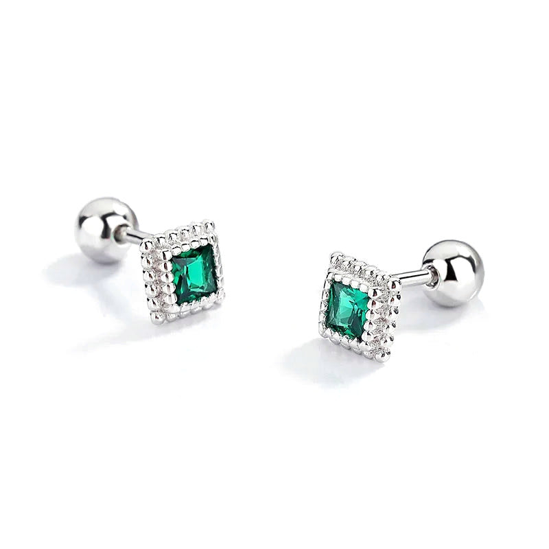 Aretes Cuadrado con Zirconia Verde