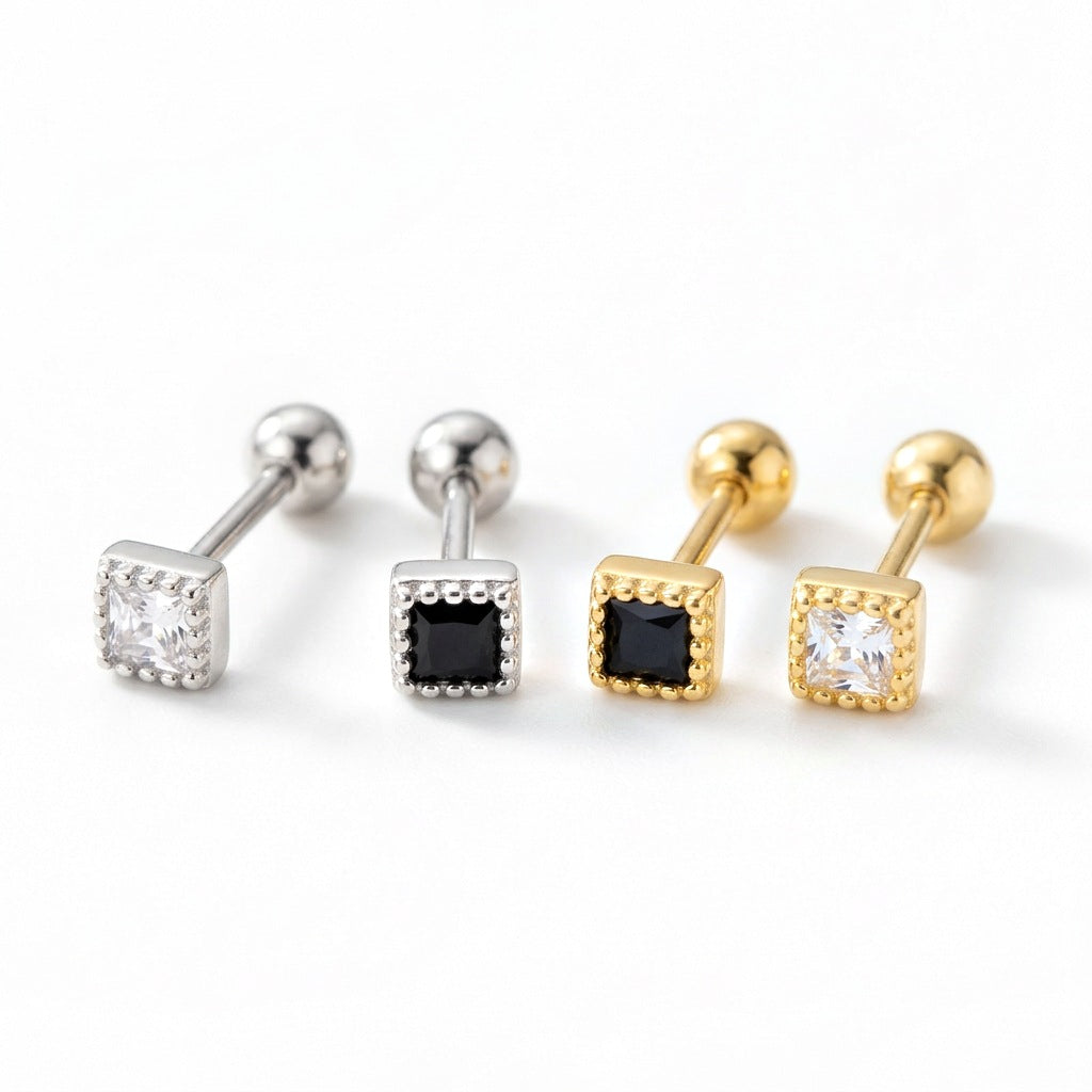Aretes Cuadrados Brillantes