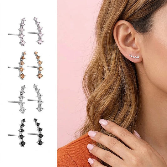 Aretes Curvos con Zirconias de Color