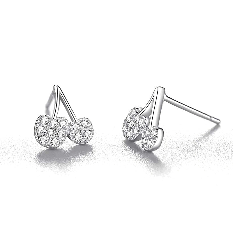 Aretes de Botón Cereza con Zirconias