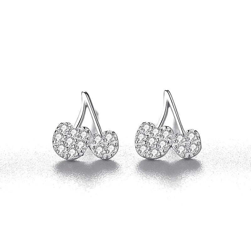 Aretes de Botón Cereza con Zirconias