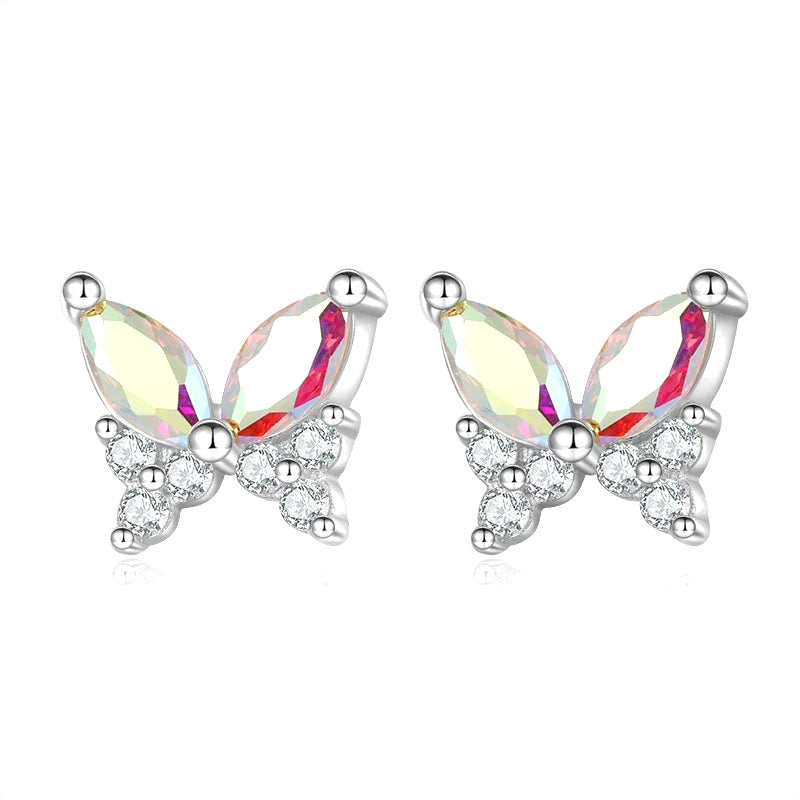 Aretes de Botón Mariposa en Cuatro Estilos