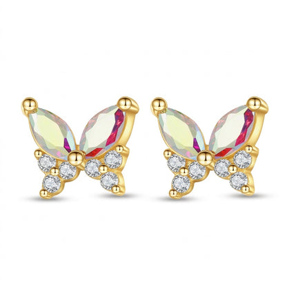 Aretes de Botón Mariposa en Cuatro Estilos