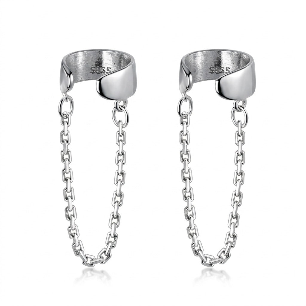 Aretes de Clip Cadena Lisa