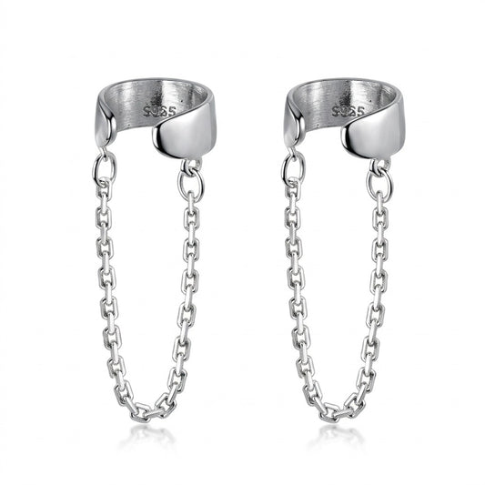 Aretes de Clip Cadena Lisa